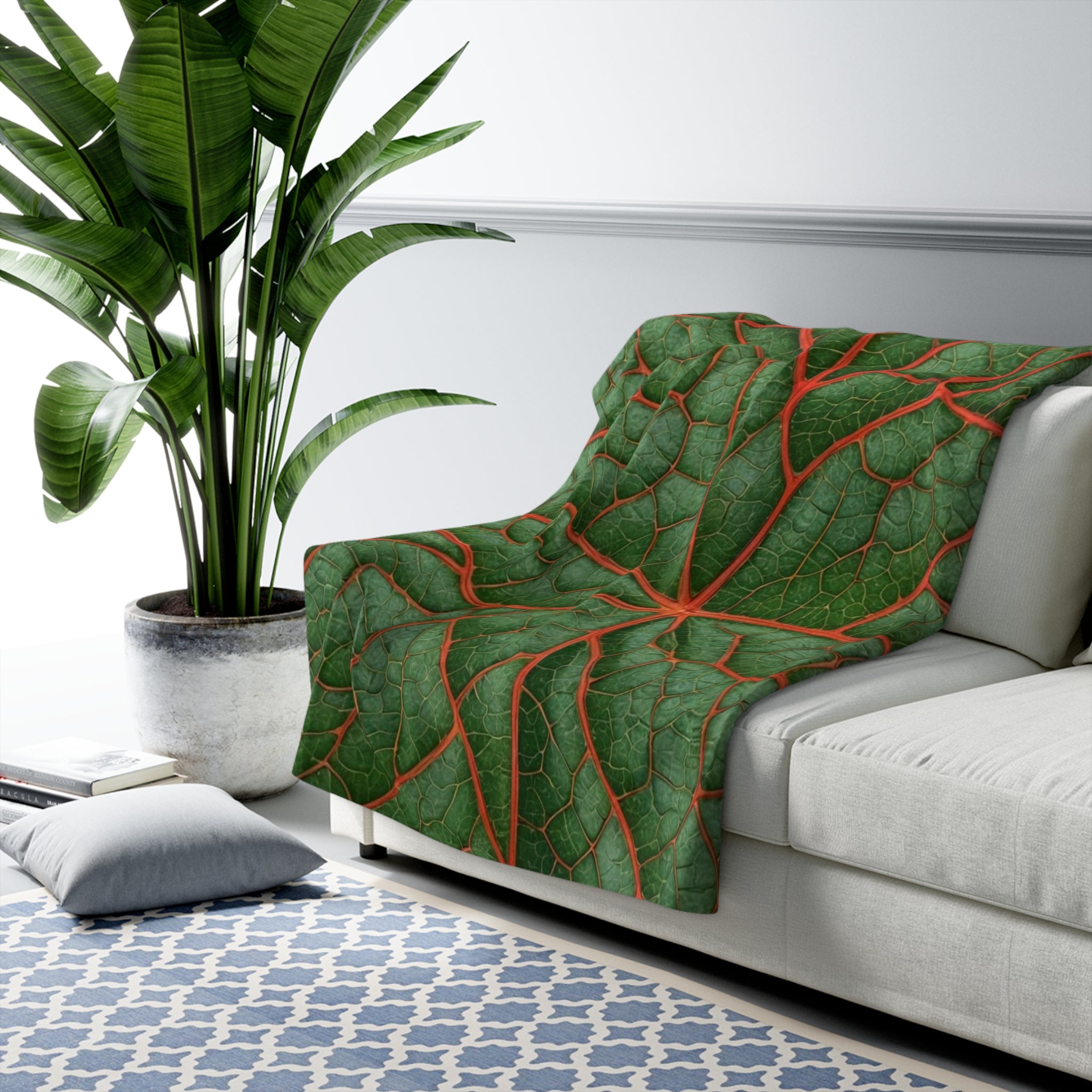 Leaf Sherpa Fleece Blanket