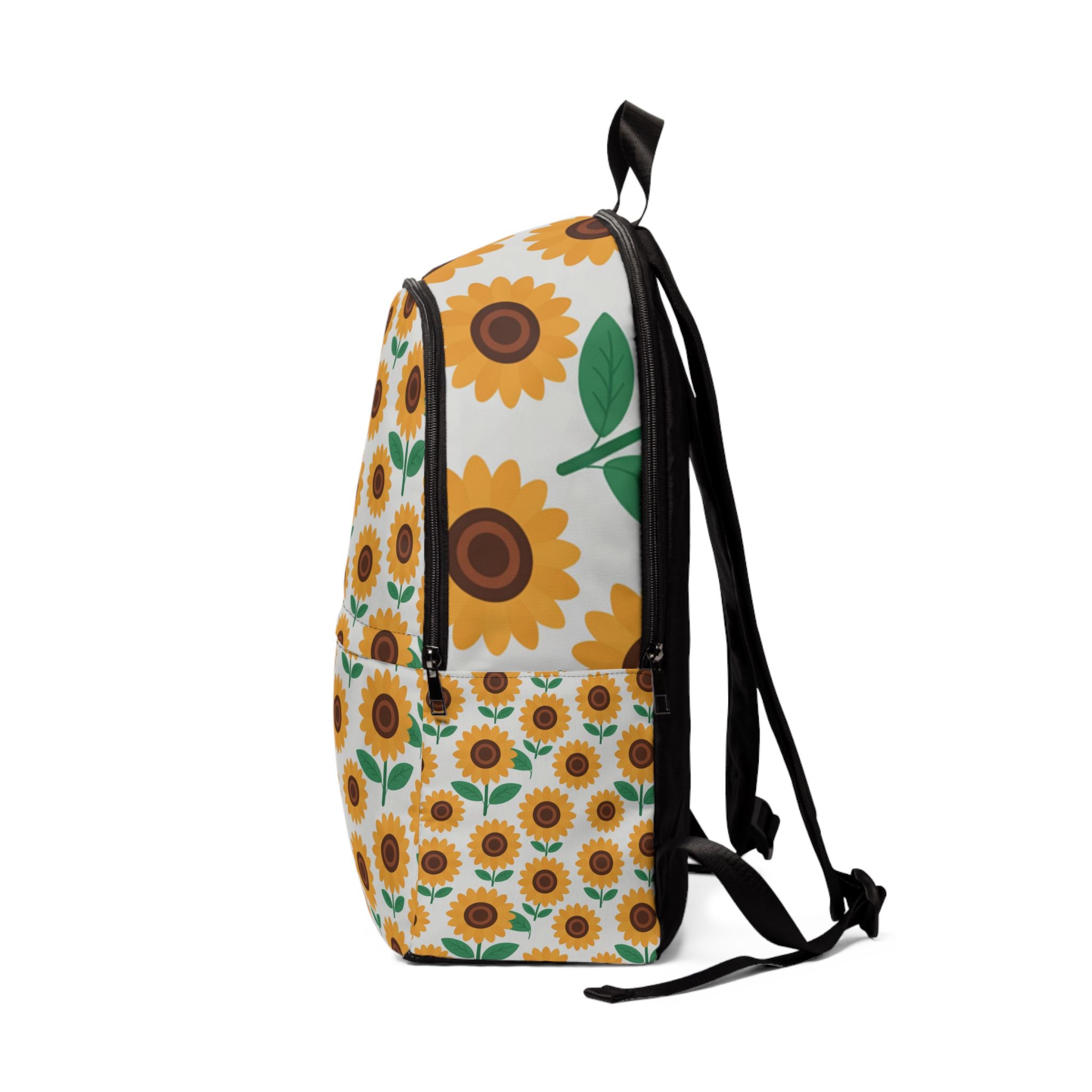 Sunflower Art Unisex Fabric Backpack, Floral School Bag, Eco-Friendly Tote, Great for Travel, Gift for Students and Nature Lovers